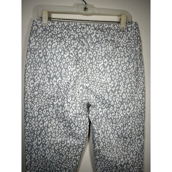 Boston Proper Metallic Snow Leopard Ankle Jean Grey Skinny Chinos Chic Size 12 - Picture 7 of 7